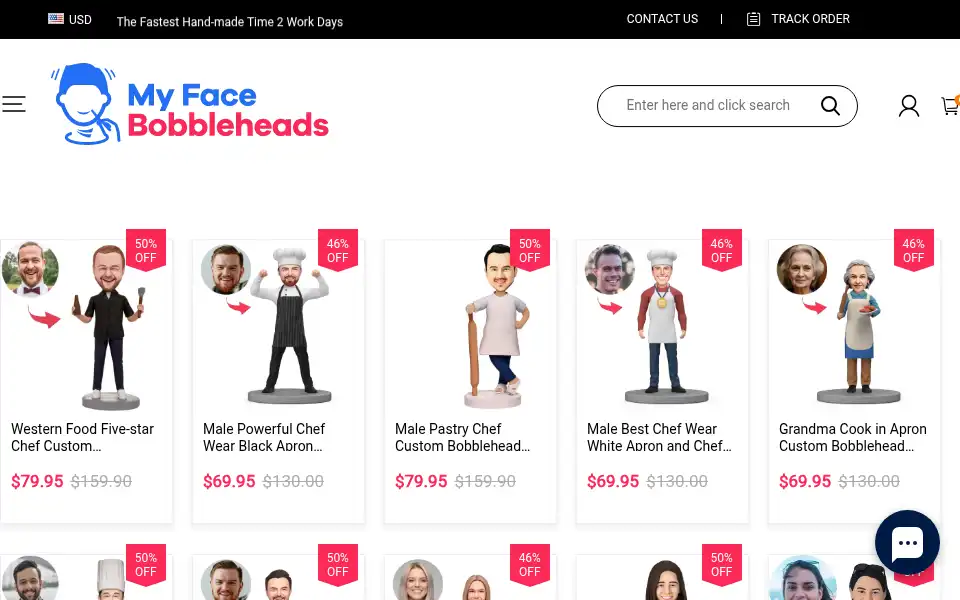 Screenshot of myfacebobbleheads.com