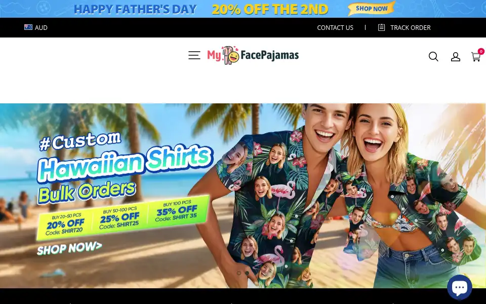 Screenshot of myfacepajamas.com.au