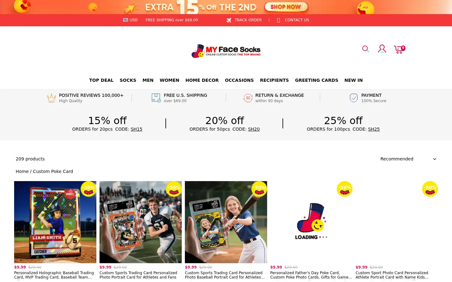 Screenshot of myfacesocks.com
