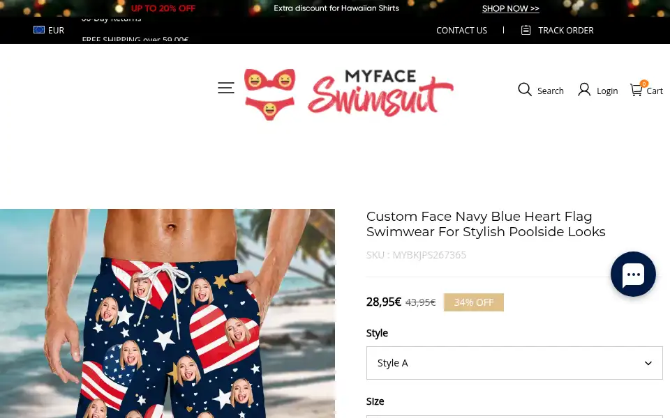 Screenshot of myfaceswimsuit.com