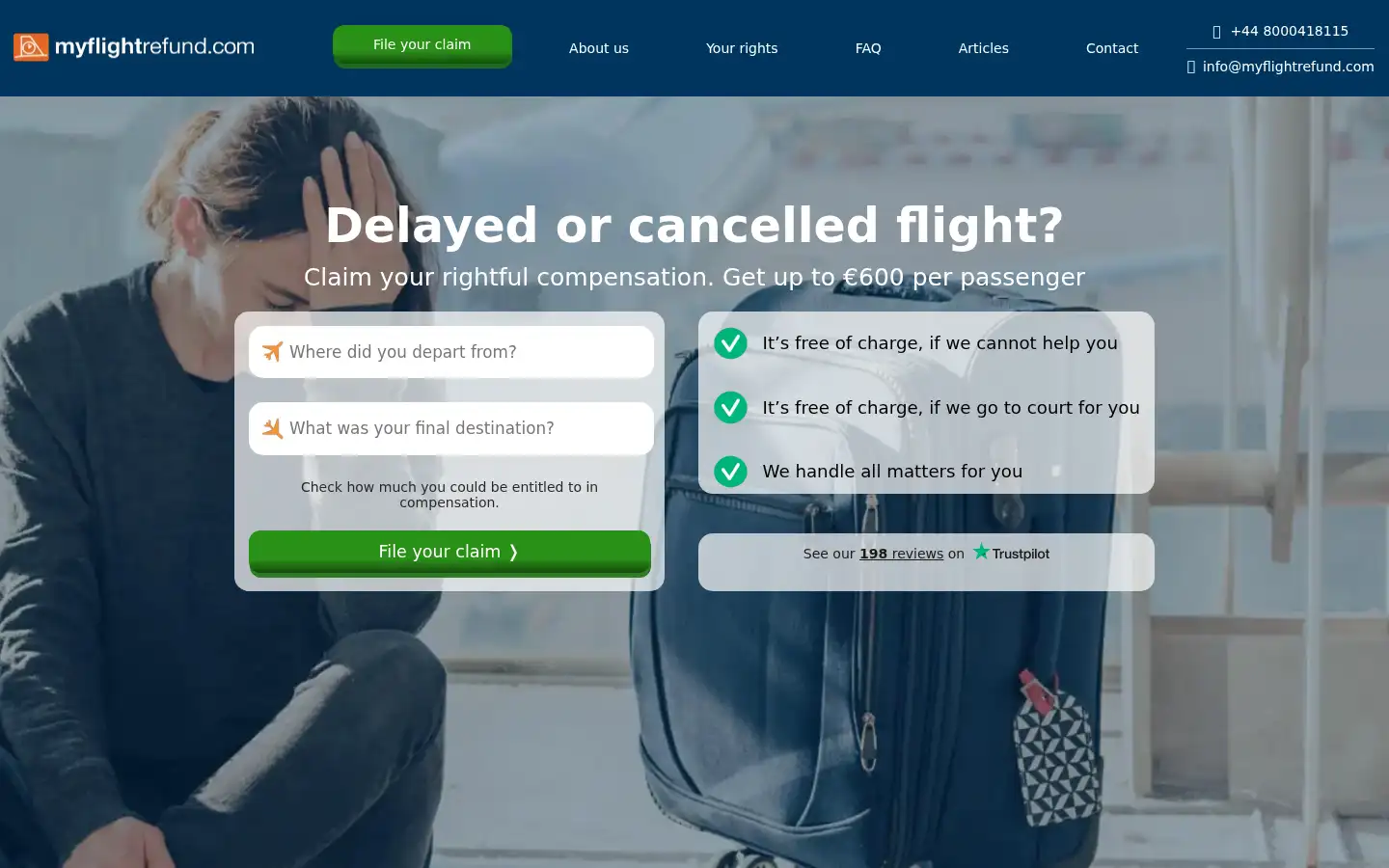 Screenshot of myflightrefund.com