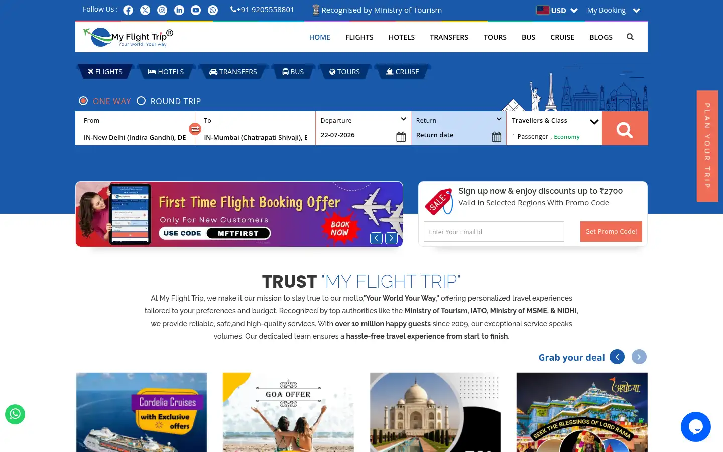 Screenshot of myflighttrip.com