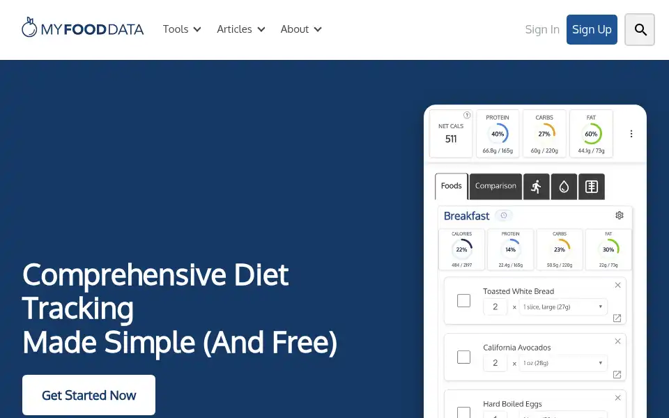 Screenshot of myfooddata.com