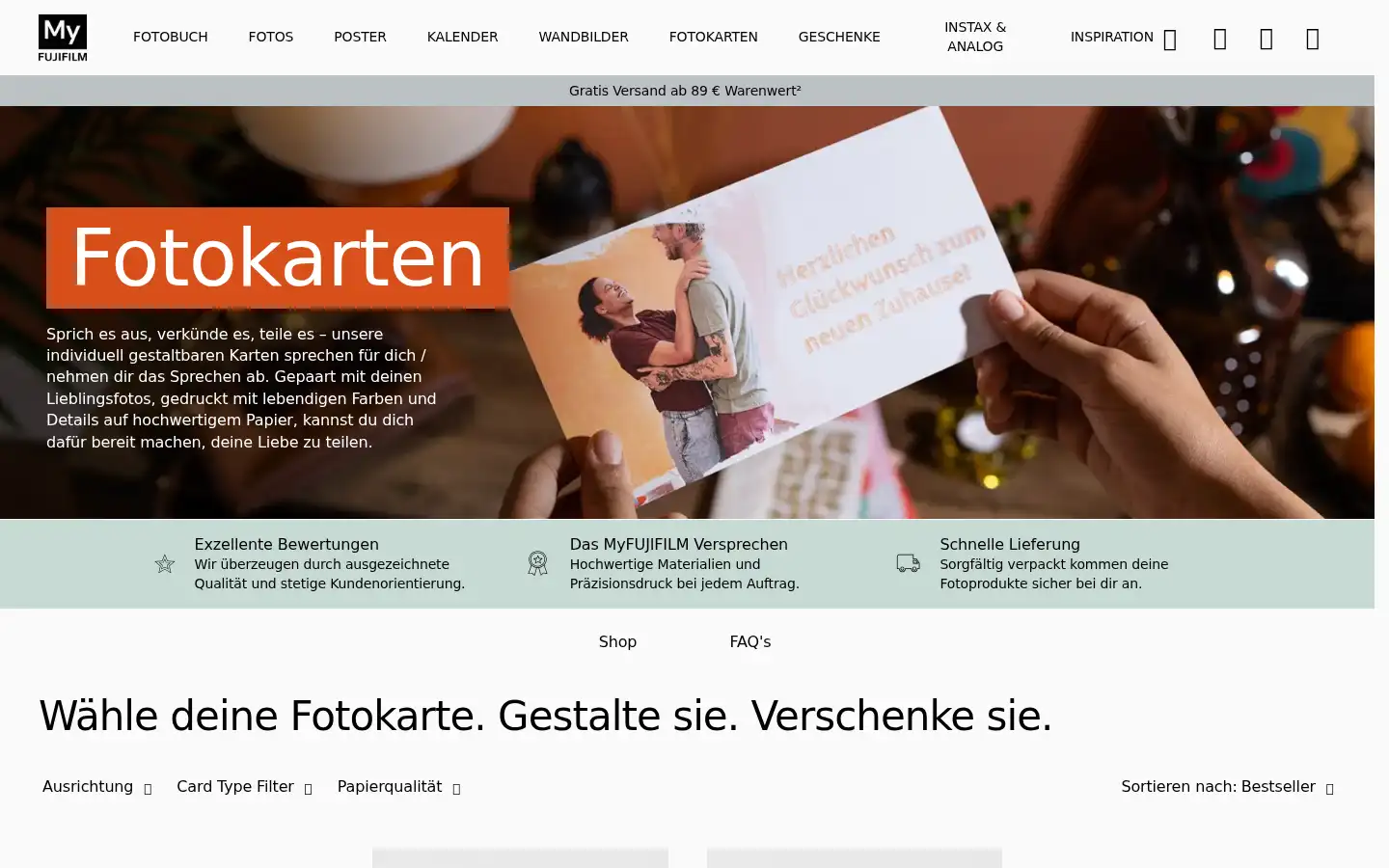 Screenshot of myfujifilm.de