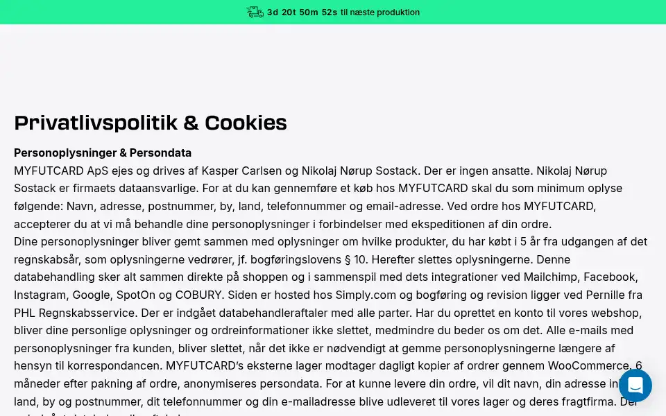 Screenshot of myfutcard.dk