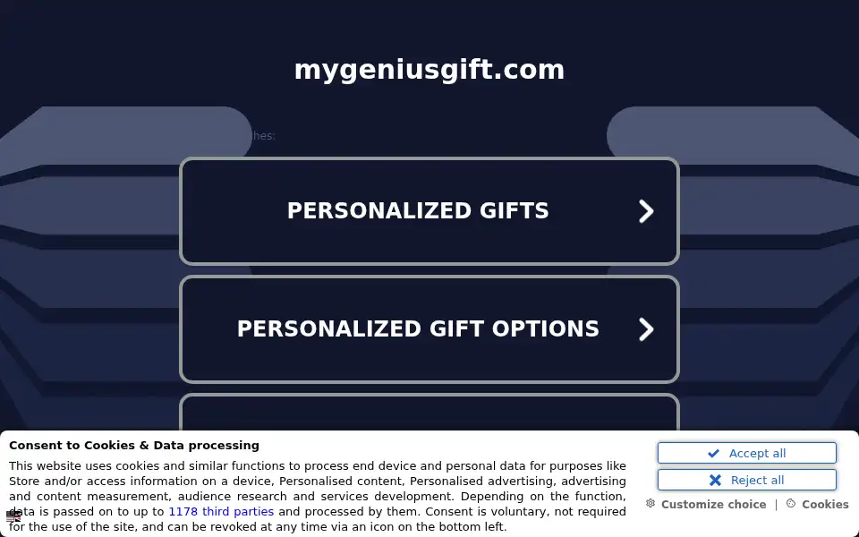 Screenshot of mygeniusgift.com