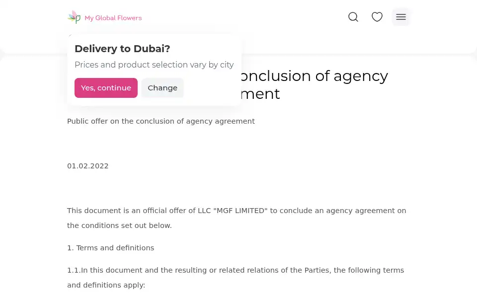 Screenshot of myglobalflowers.ae