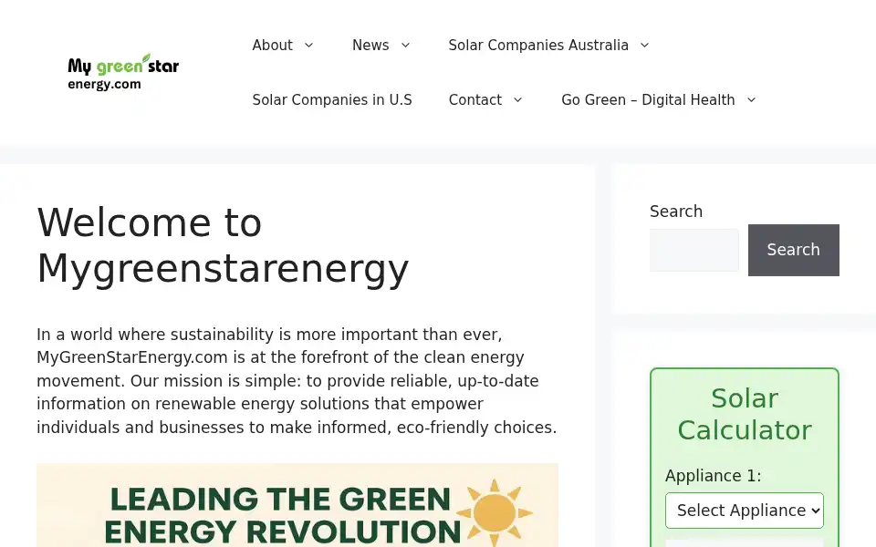 Screenshot of mygreenstarenergy.com