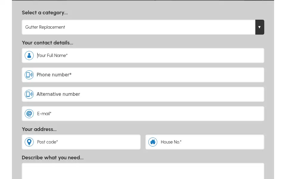Screenshot of mygutteringprices.co.uk