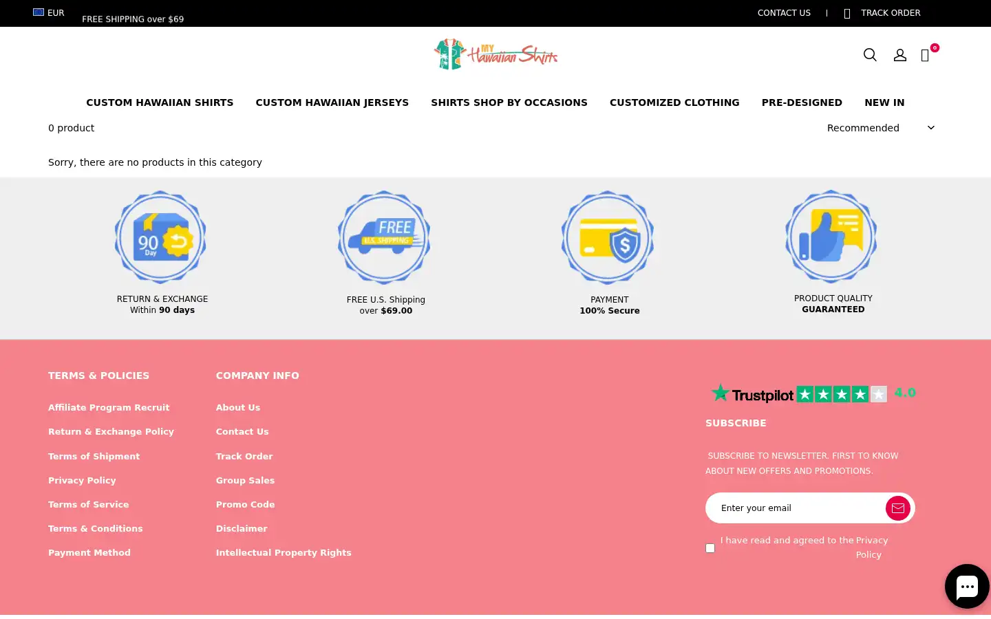 Screenshot of myhawaiianshirts.com