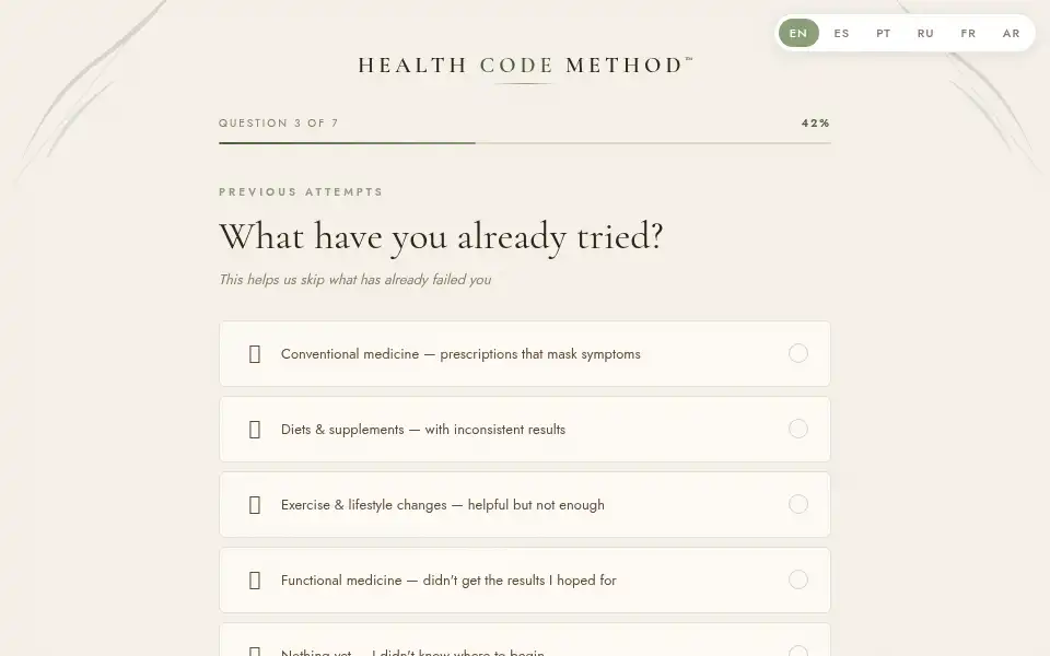 Screenshot of myhealthcode.net