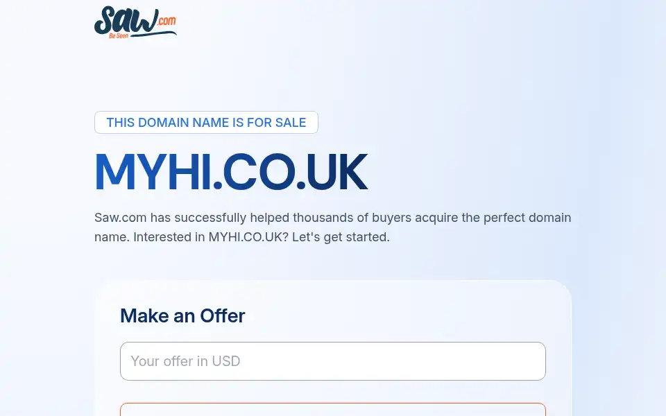 Screenshot of myhi.co.uk