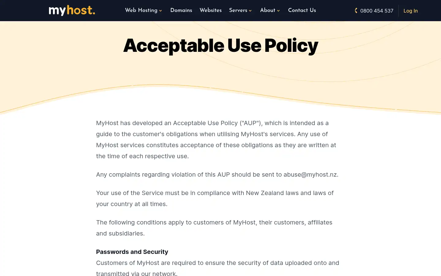 Screenshot of myhost.nz