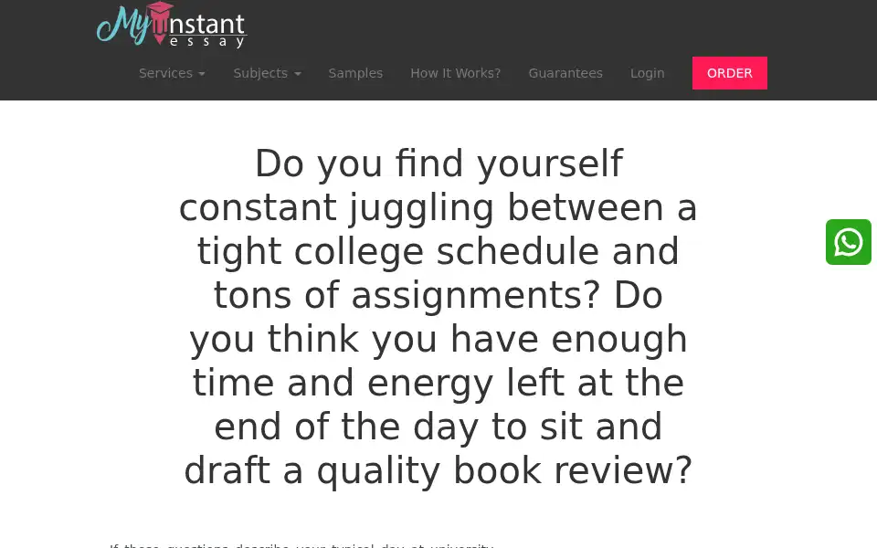 Screenshot of myinstantessay.com