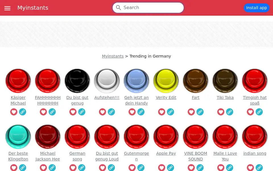 Screenshot of myinstants.com