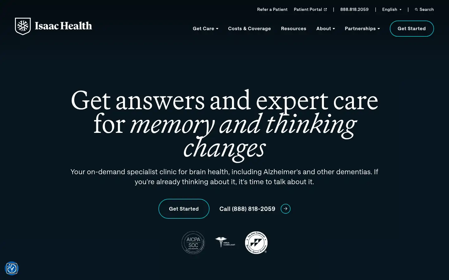 Screenshot of myisaachealth.com