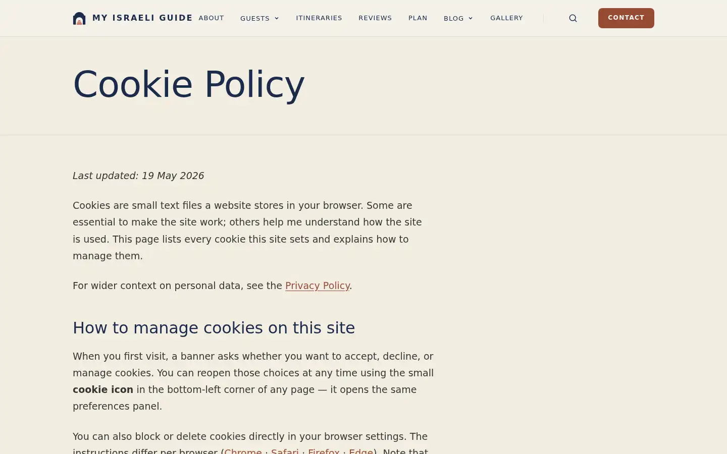 Screenshot of myisraeliguide.com