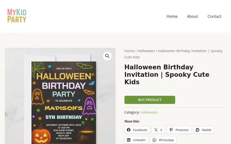 Screenshot of mykidparty.com