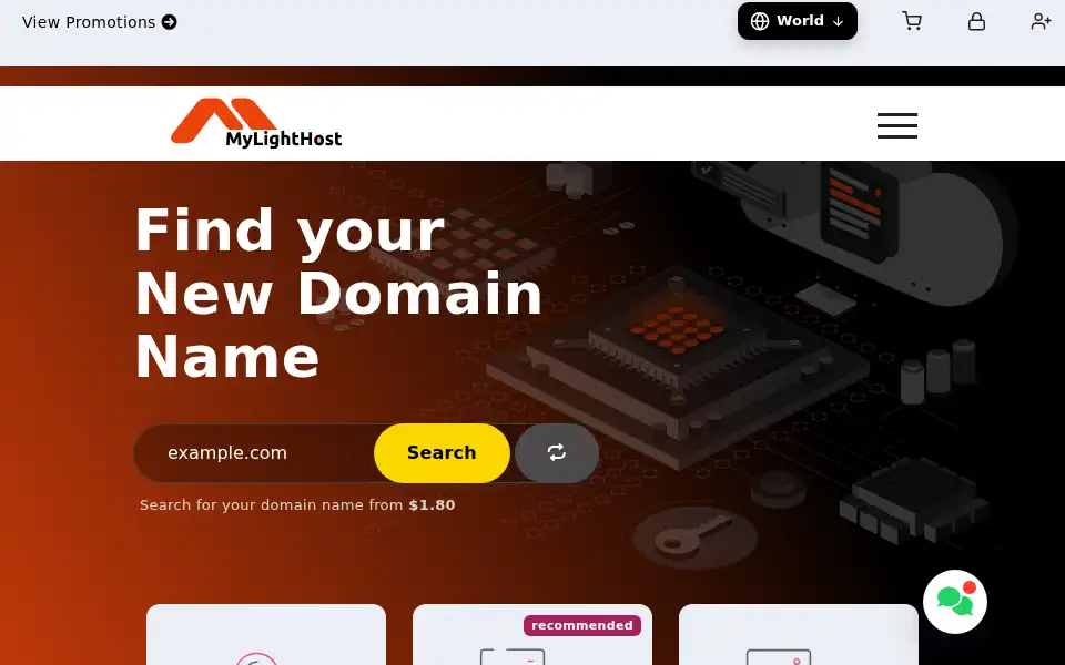 Screenshot of mylighthost.com