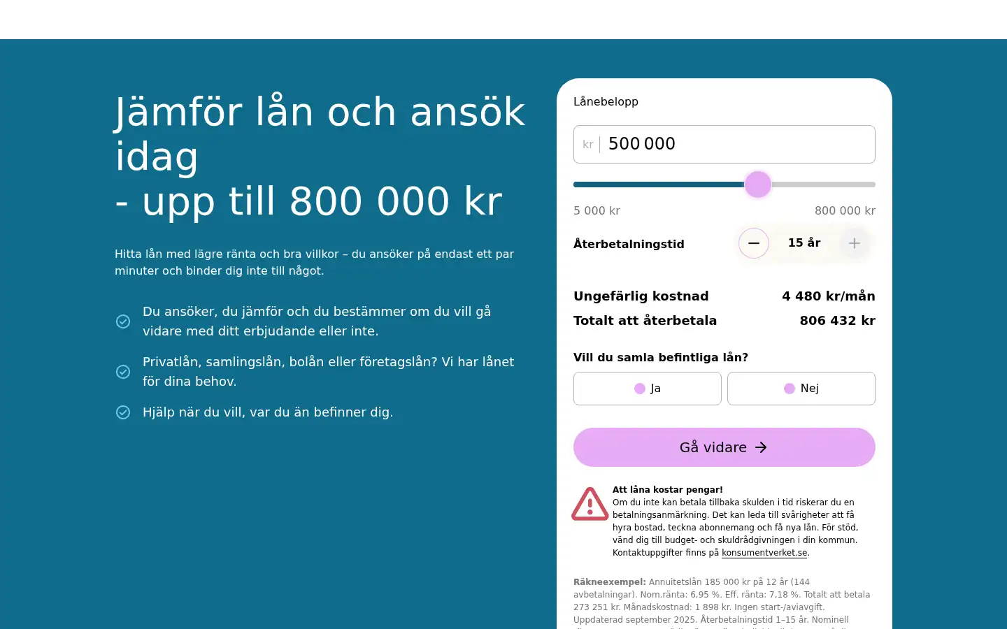 Screenshot of myloan.se
