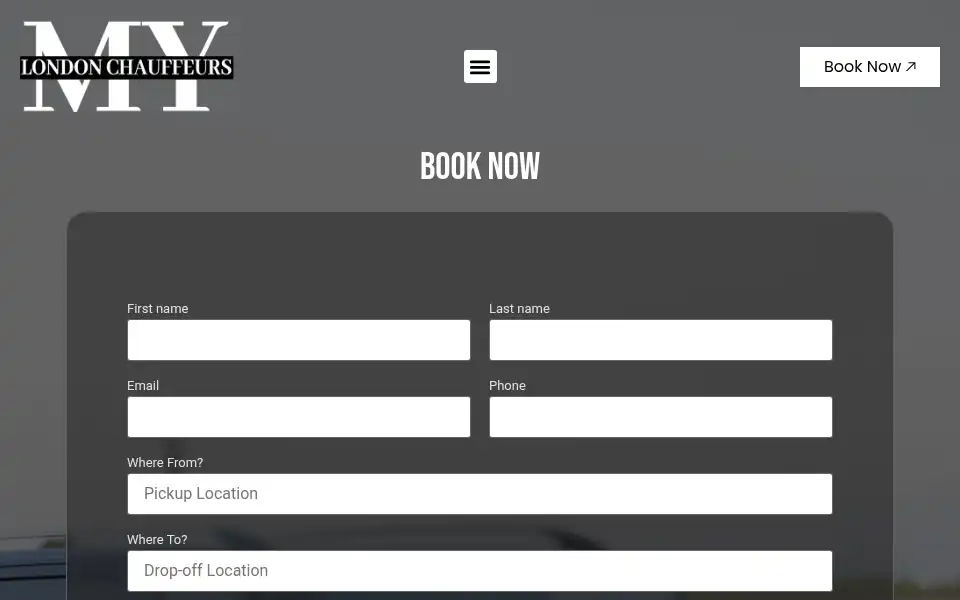 Screenshot of mylondonchauffeurs.co.uk