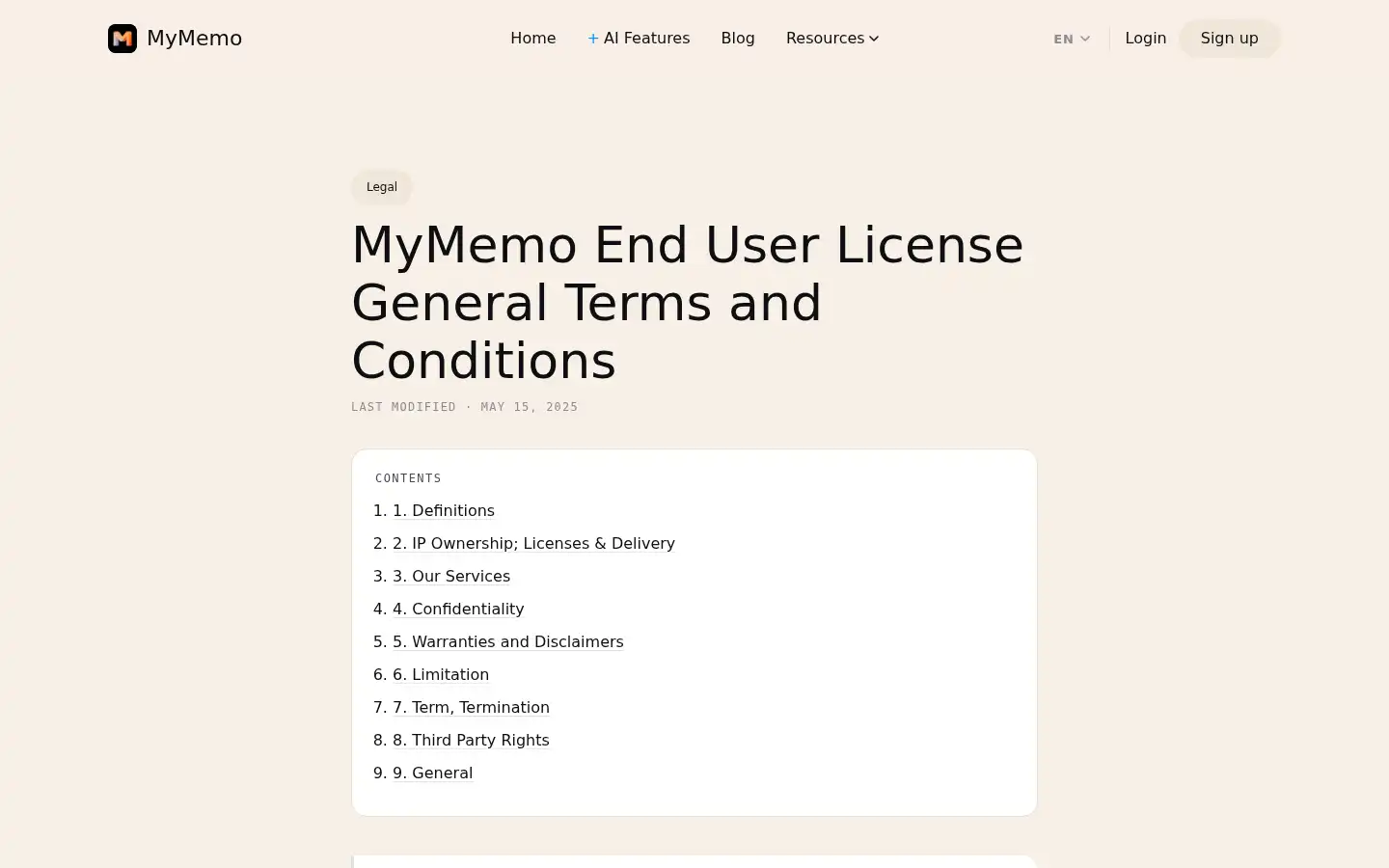 Screenshot of mymemo.ai