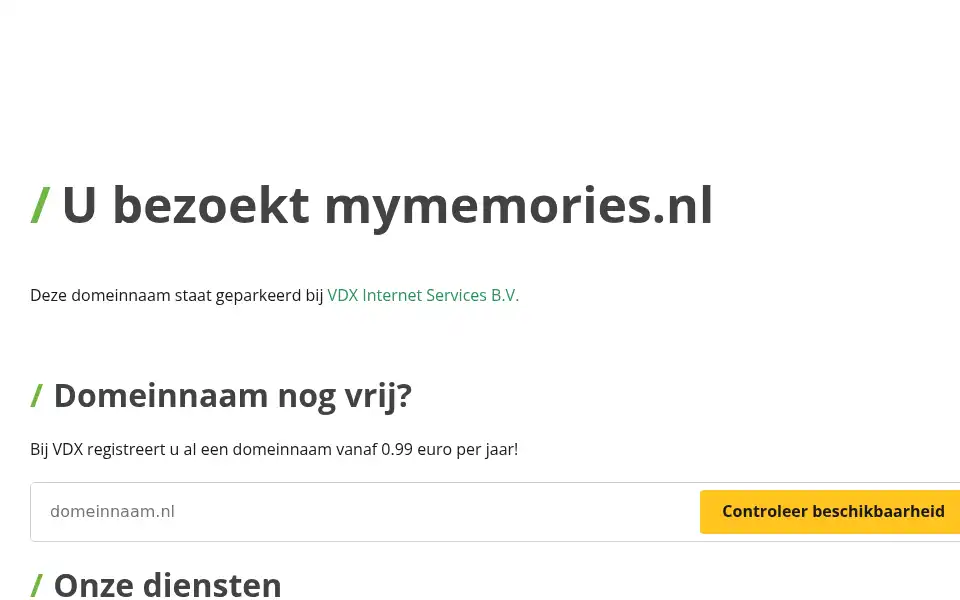 Screenshot of mymemories.nl