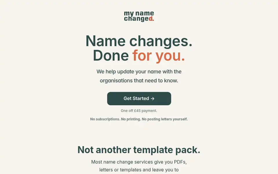 Screenshot of mynamechanged.com