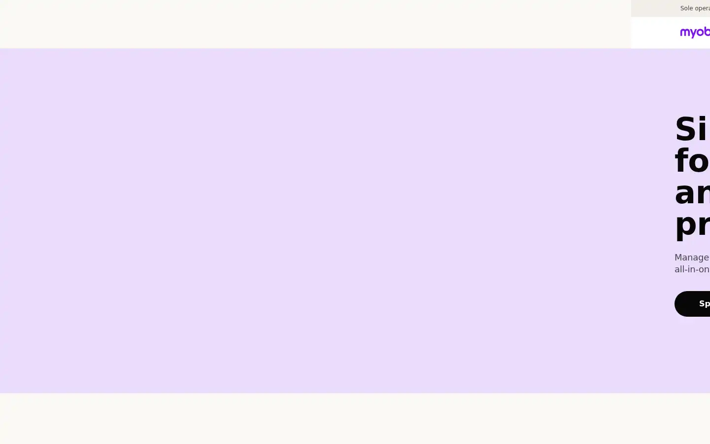 Screenshot of myob.com