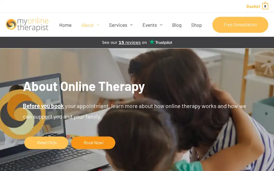 Screenshot of myonlinetherapist.co.za