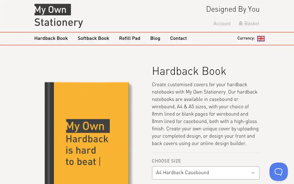 Screenshot of myownstationery.com