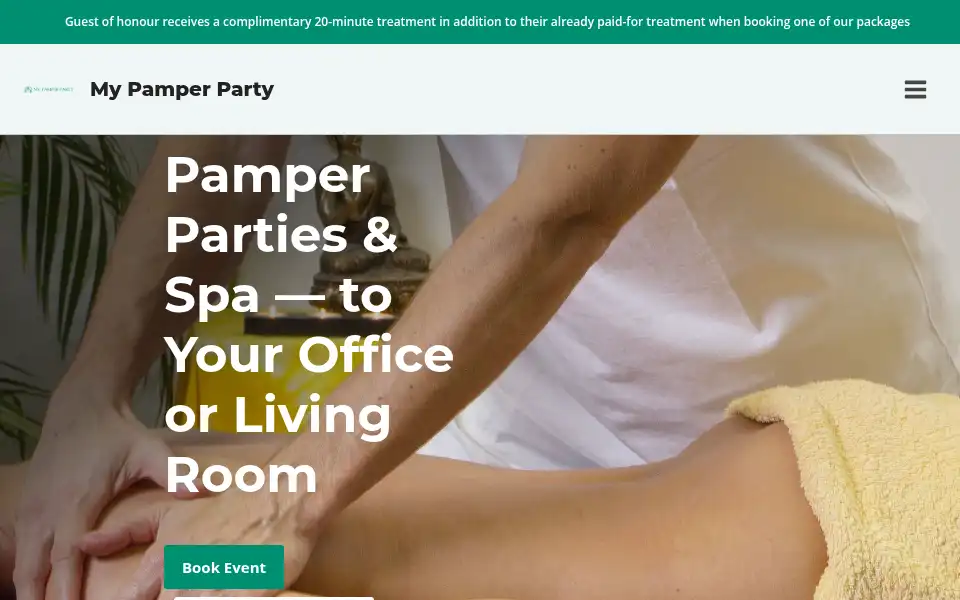 Screenshot of mypamperparty.co.uk