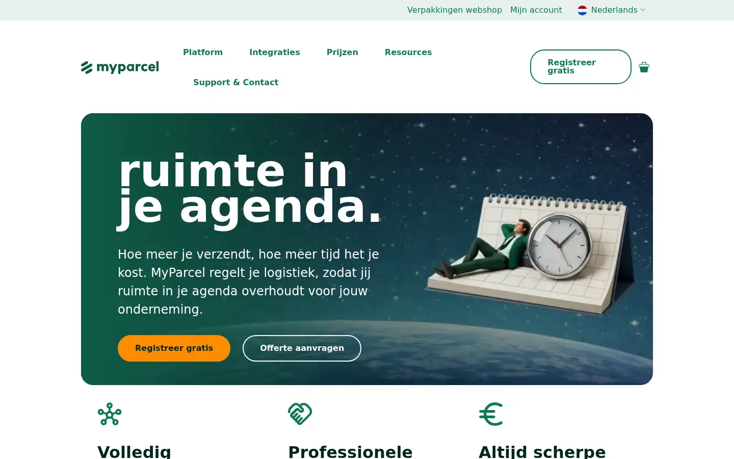 Screenshot of myparcel.nl