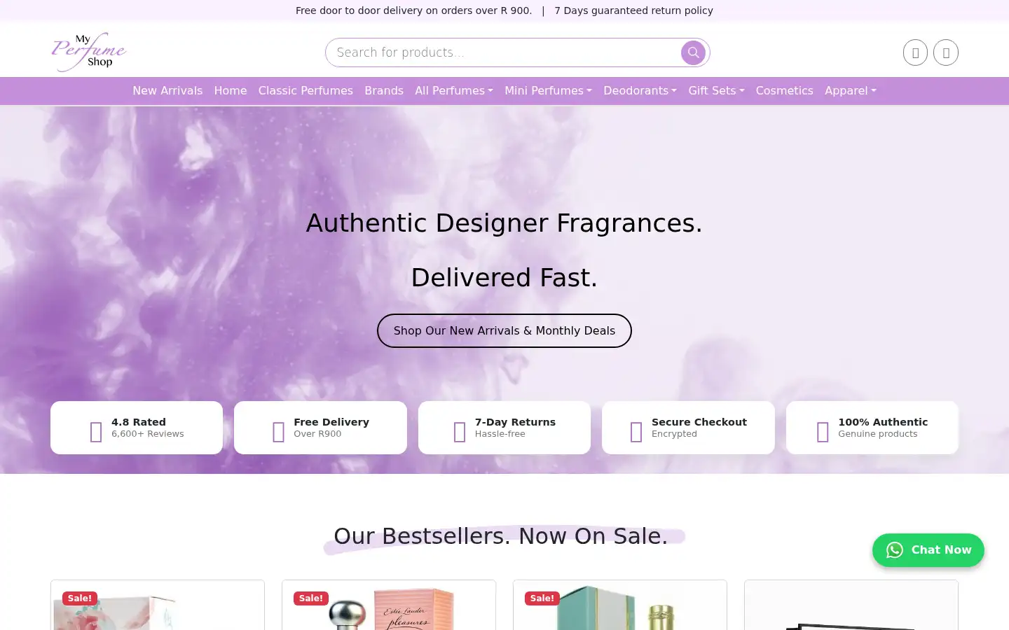 Screenshot of myperfumeshop.co.za