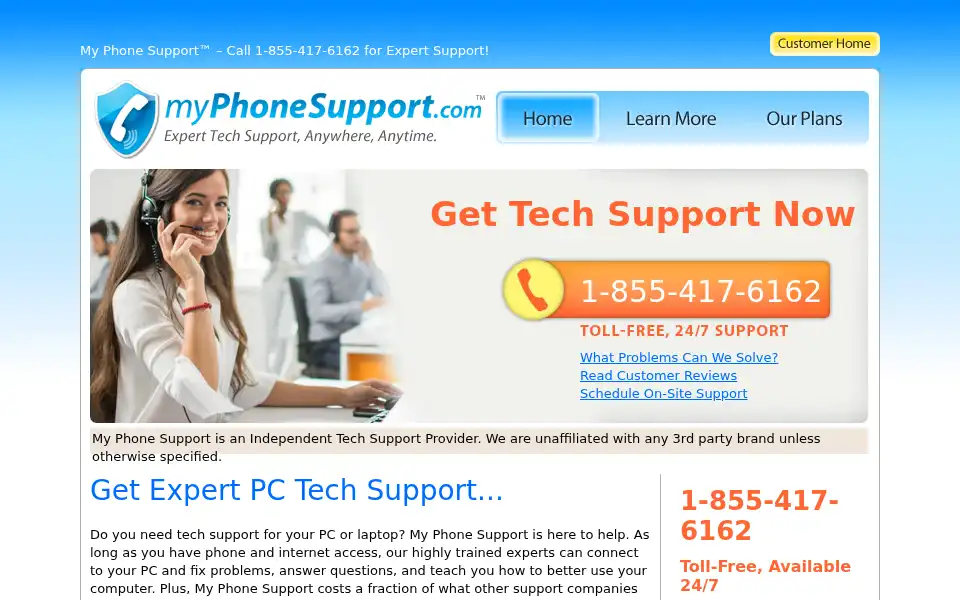 Screenshot of myphonesupport.com