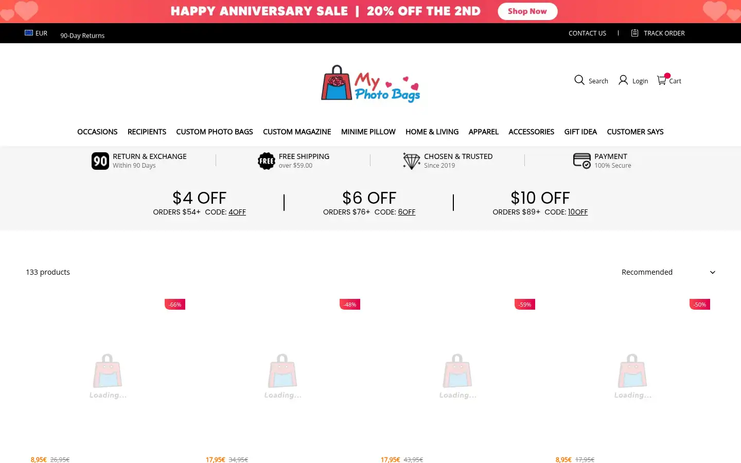 Screenshot of myphotobags.com