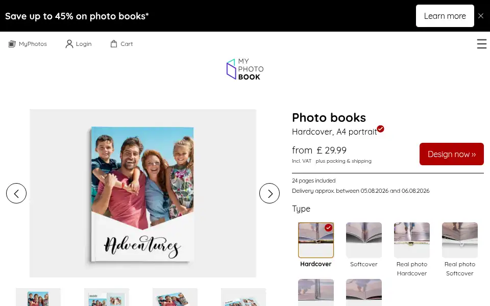 Screenshot of myphotobook.co.uk