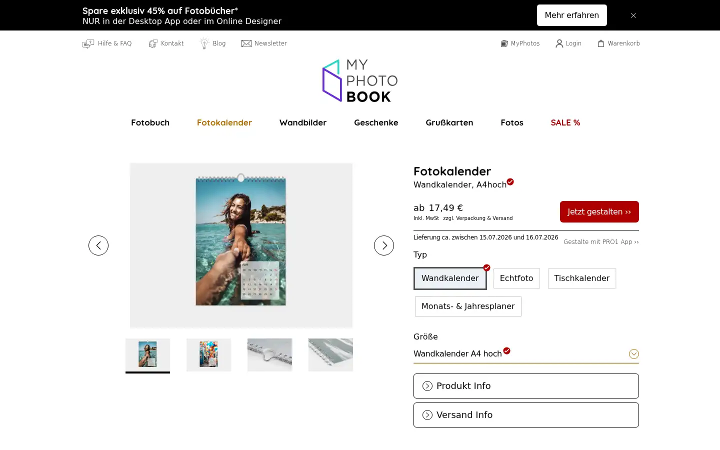 Screenshot of myphotobook.de