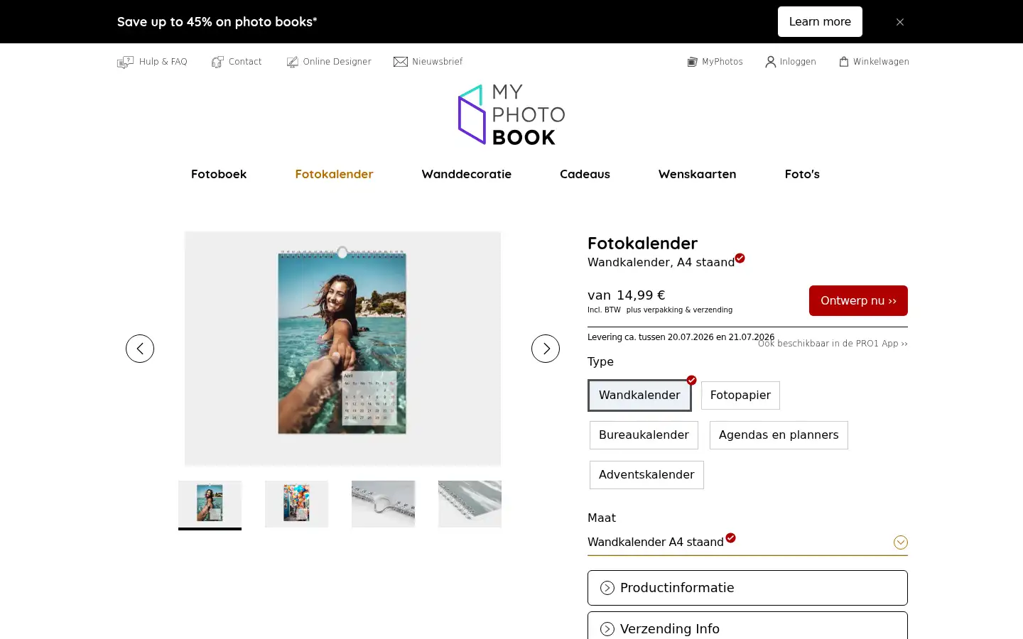Screenshot of myphotobook.nl