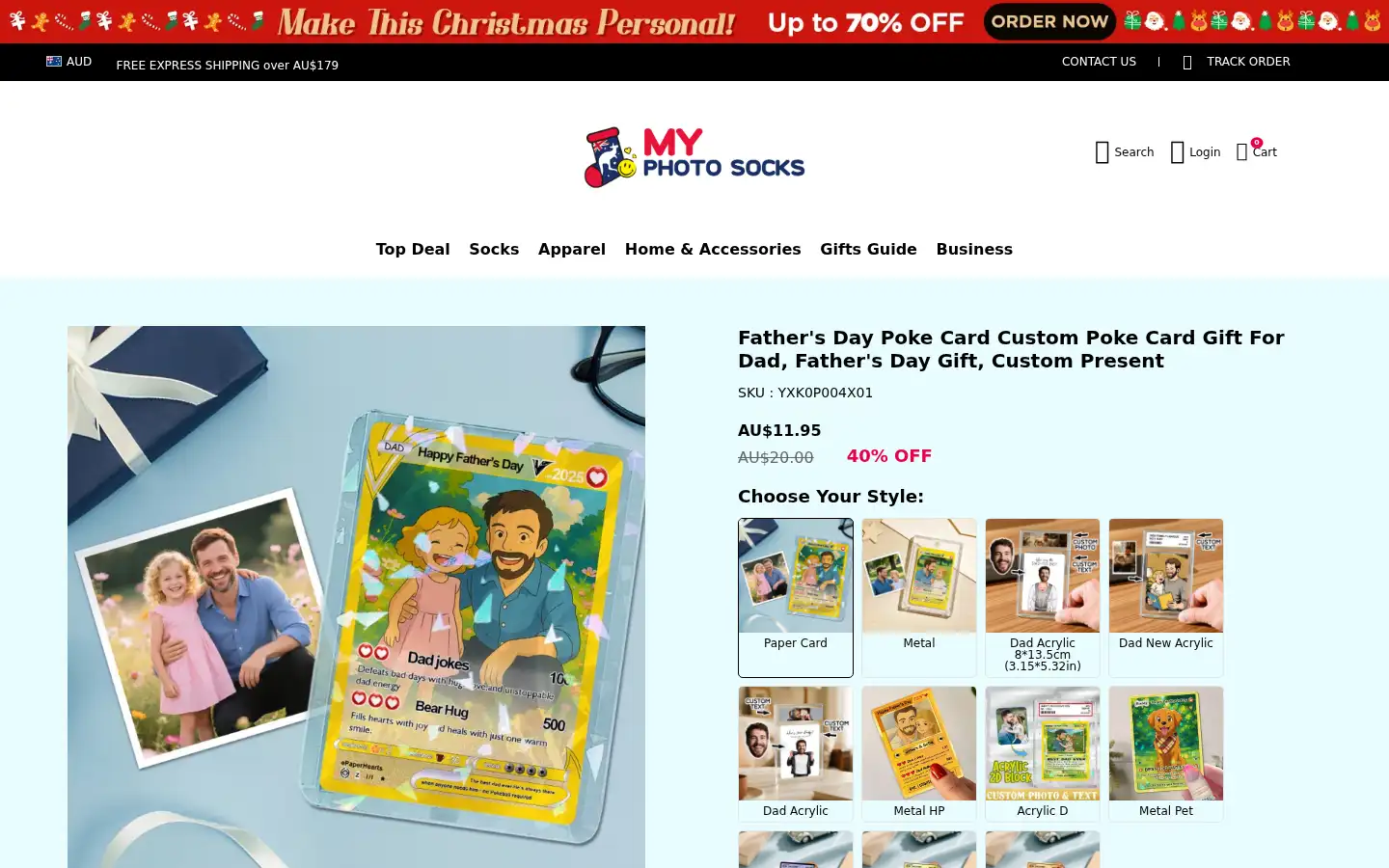Screenshot of myphotosocks.com.au