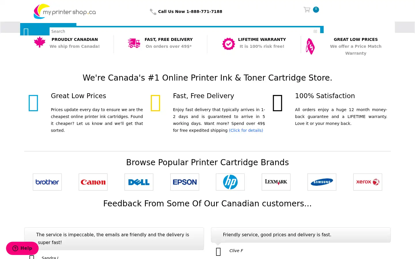 Screenshot of myprintershop.ca