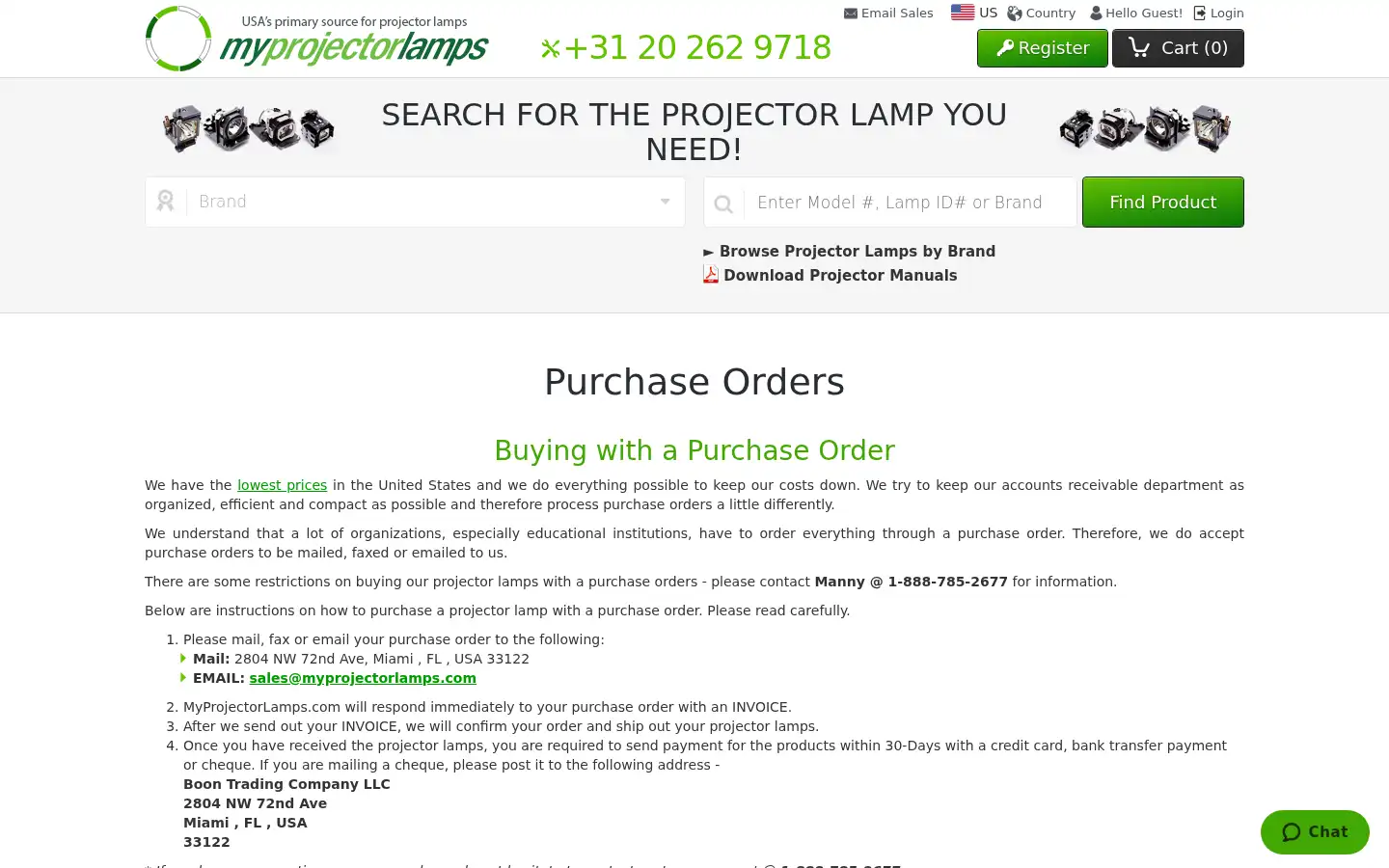 Screenshot of myprojectorlamps.com