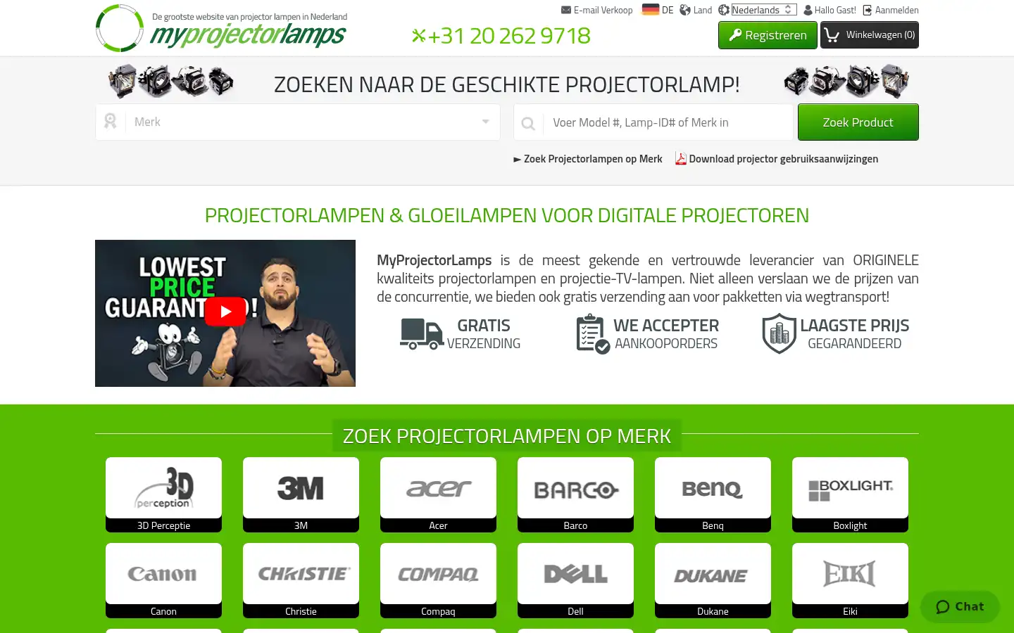 Screenshot of myprojectorlamps.nl