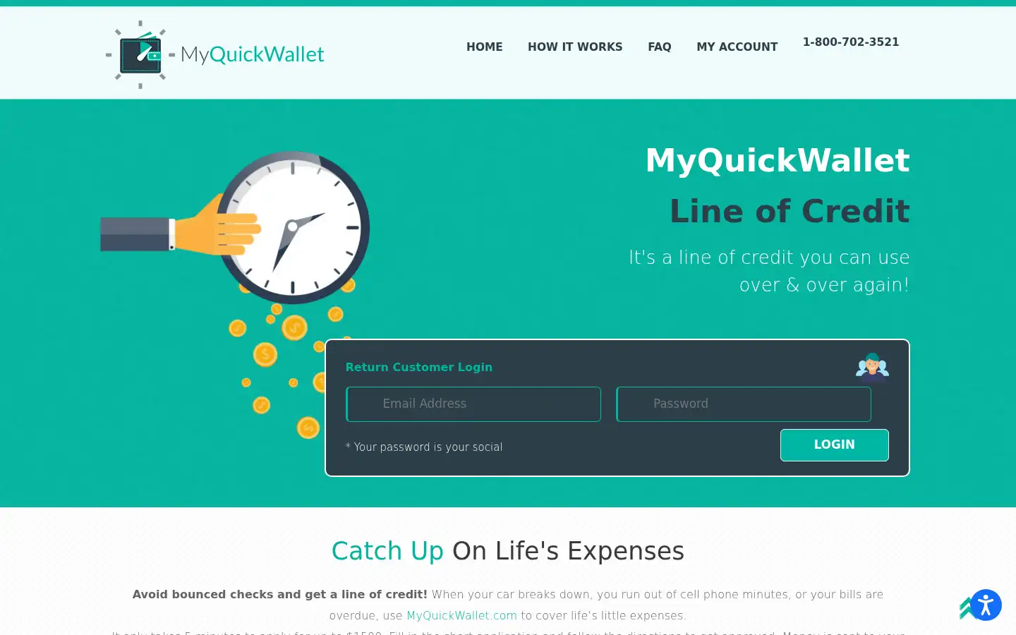 Screenshot of myquickwallet.com