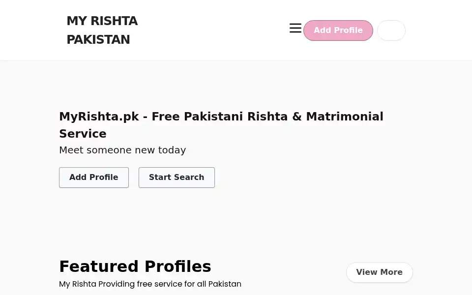 Screenshot of myrishta.pk