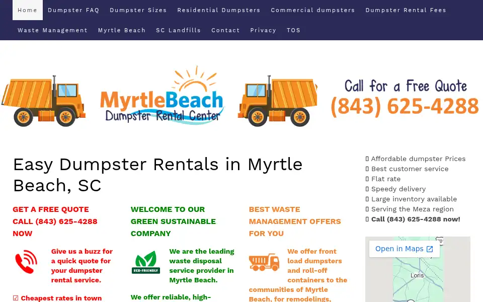 Screenshot of myrtlebeachdumpsterrental.com