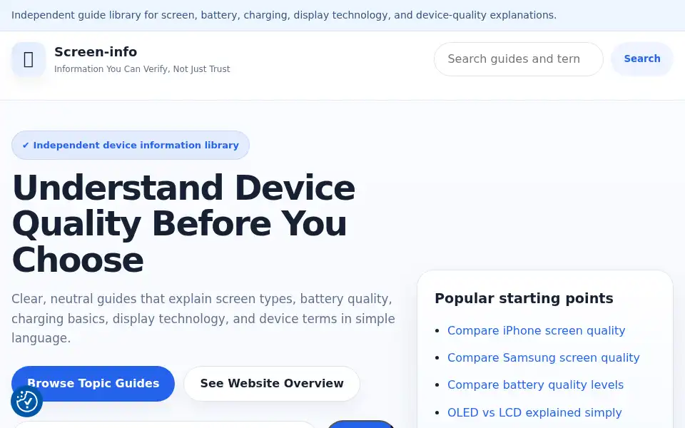 Screenshot of myscreeninfo.com