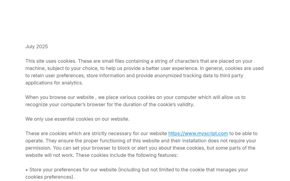Screenshot of myscript.com