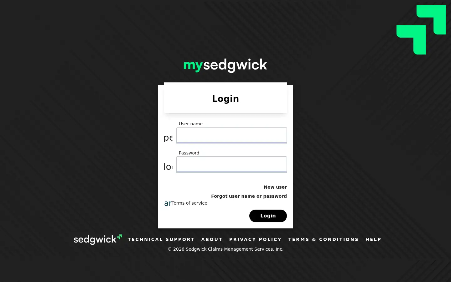 Screenshot of mysedgwick.com