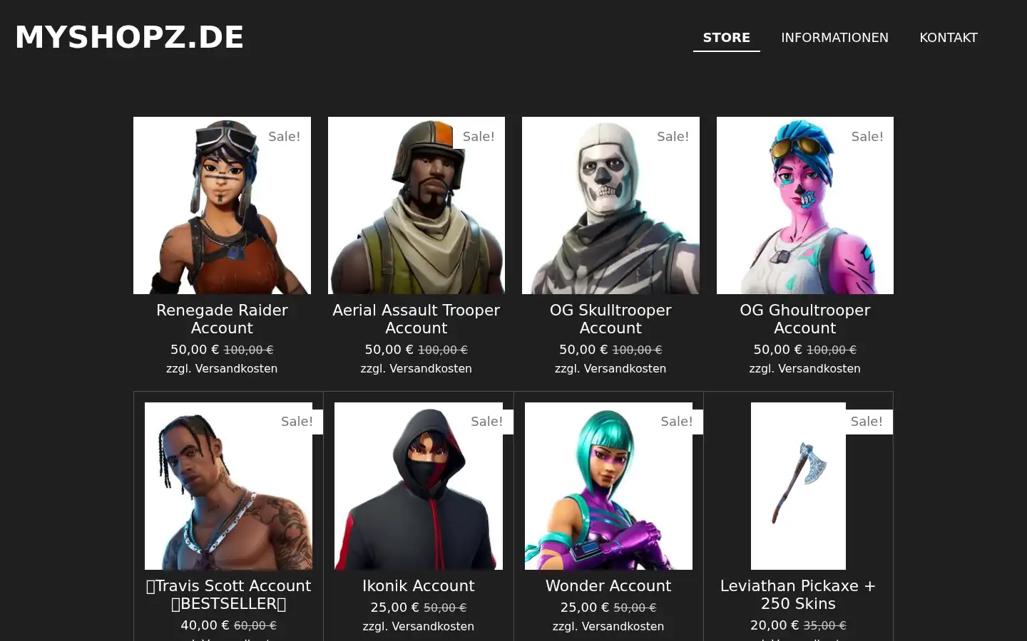 Screenshot of myshopz.webador.de